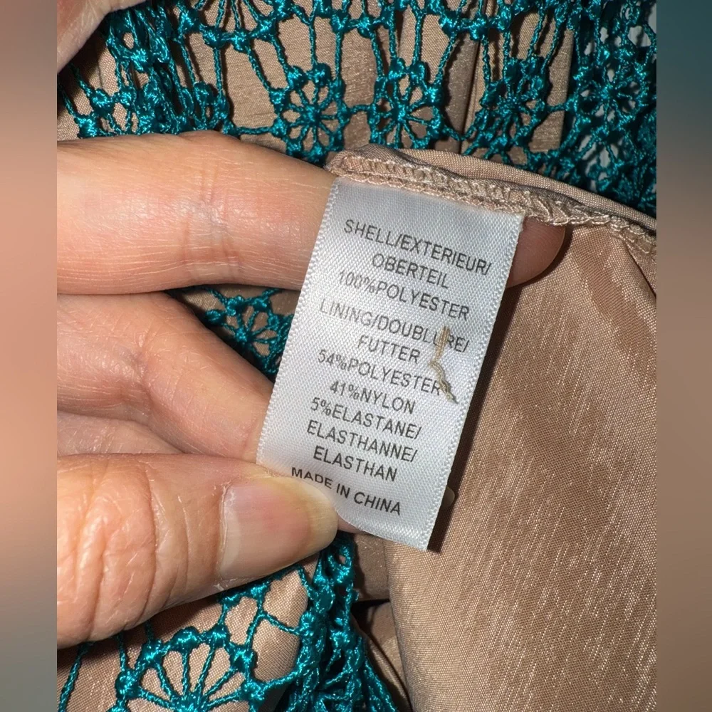 👗 NWT! Adrianna Papell Crochet Lace Teal Dress - Picture 10 of 11